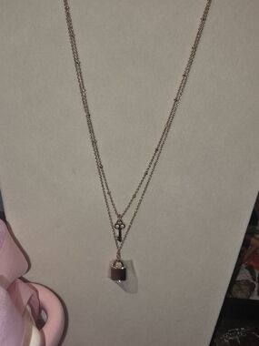 22in Lauren Conrad Layered Gold Tone Key & Padlock Necklace
